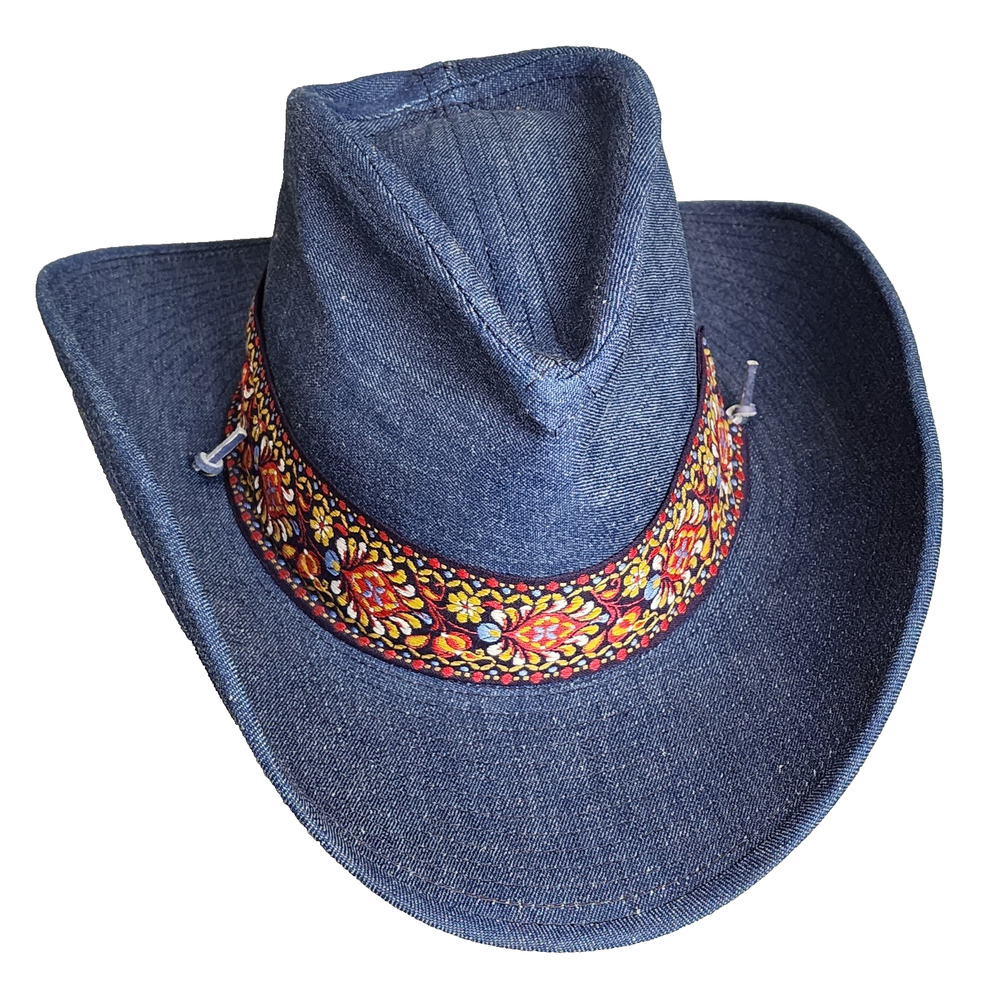 Resistol Stagecoach Ranchman Cowboy Hat 7-1/8 Denim Embroidered Band Vintage